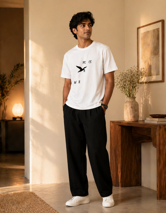 Peace Word Bird Classic Crew T-Shirt