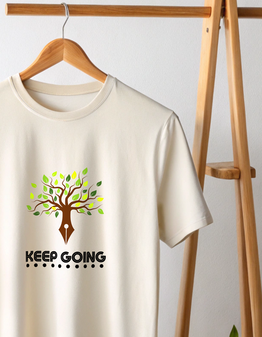 Keep Going Motivational Tree Pen Unisex Classic Crew T-Shirt