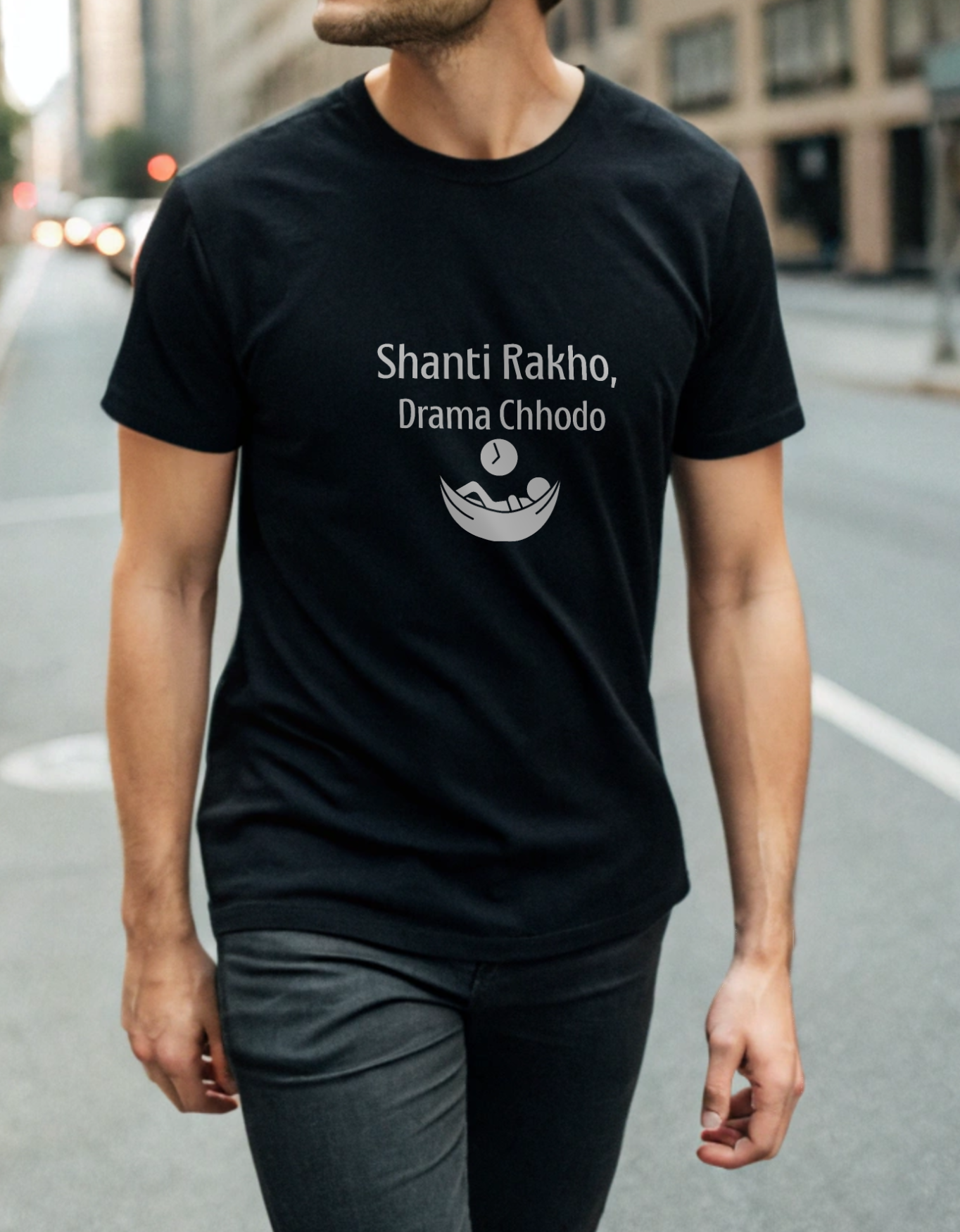 Shanti Rakho Drama Chhodo Funny Classic Crew T-Shirt