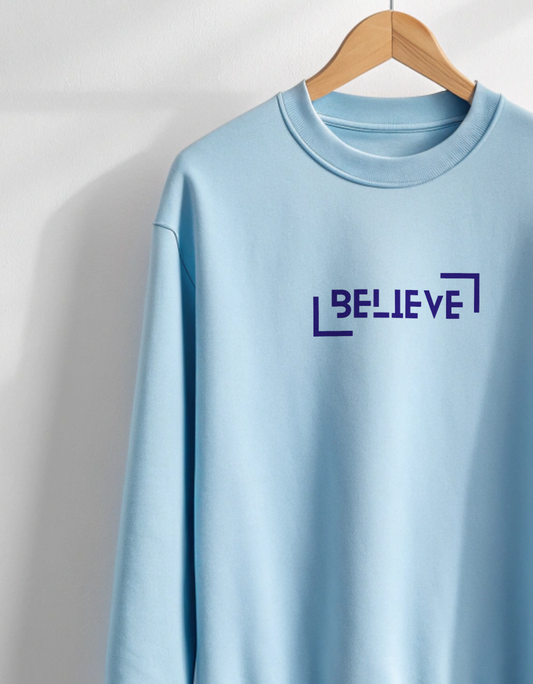 Buy Believe Baby Blue Sweatshirt for Men
