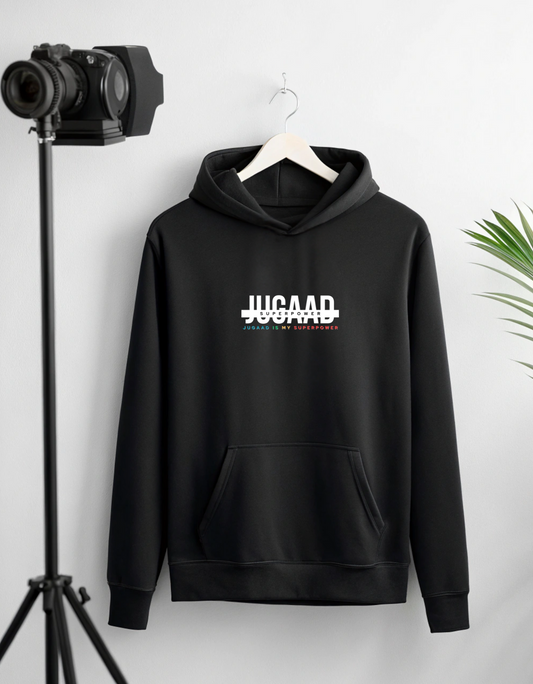 Buy Jugaad Superpower Black Hoodie for Men