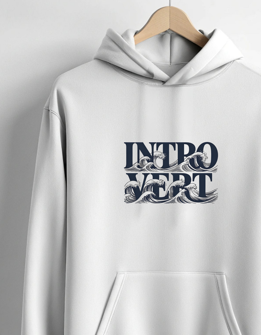 Introvert White Hoodie for Men