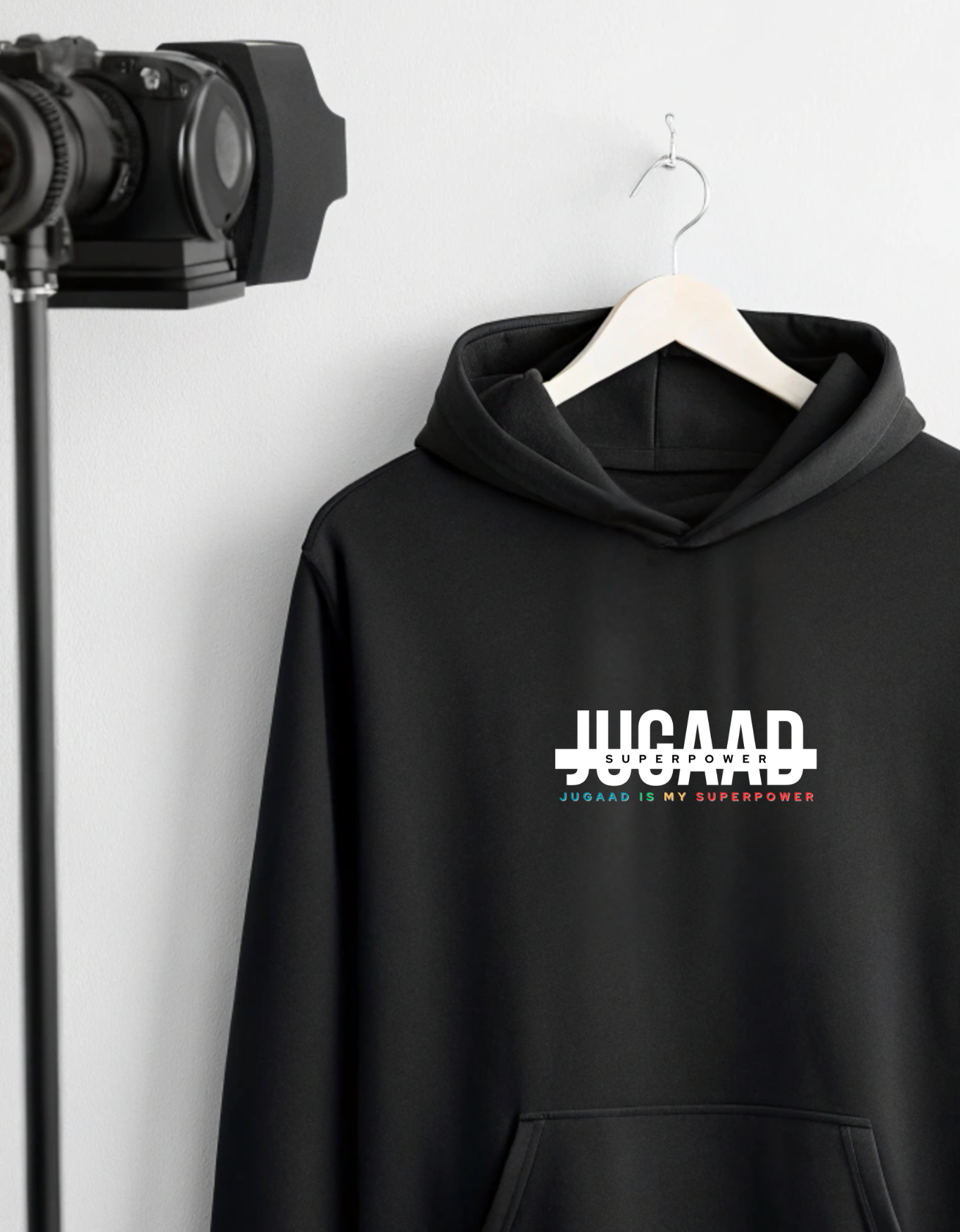 Buy Jugaad Superpower Black Hoodie for Men
