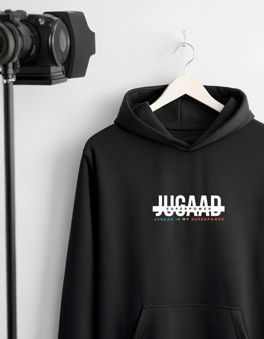 Buy Jugaad Superpower Black Hoodie for Men