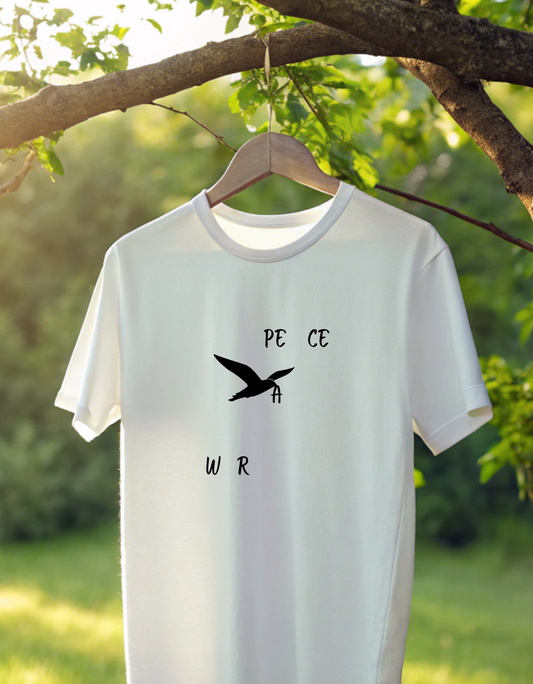 Peace Word Bird Classic Crew T-Shirt