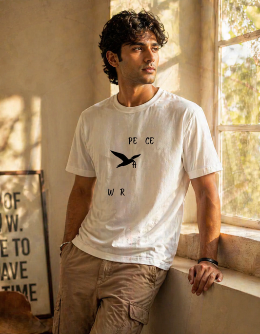 Peace Word Bird Classic Crew T-Shirt