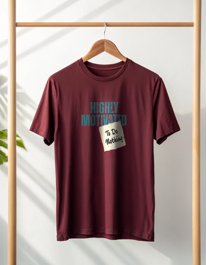 Highly Motivated To Do Nothing Funny Lazy Unisex Classic Crew T-Shirt