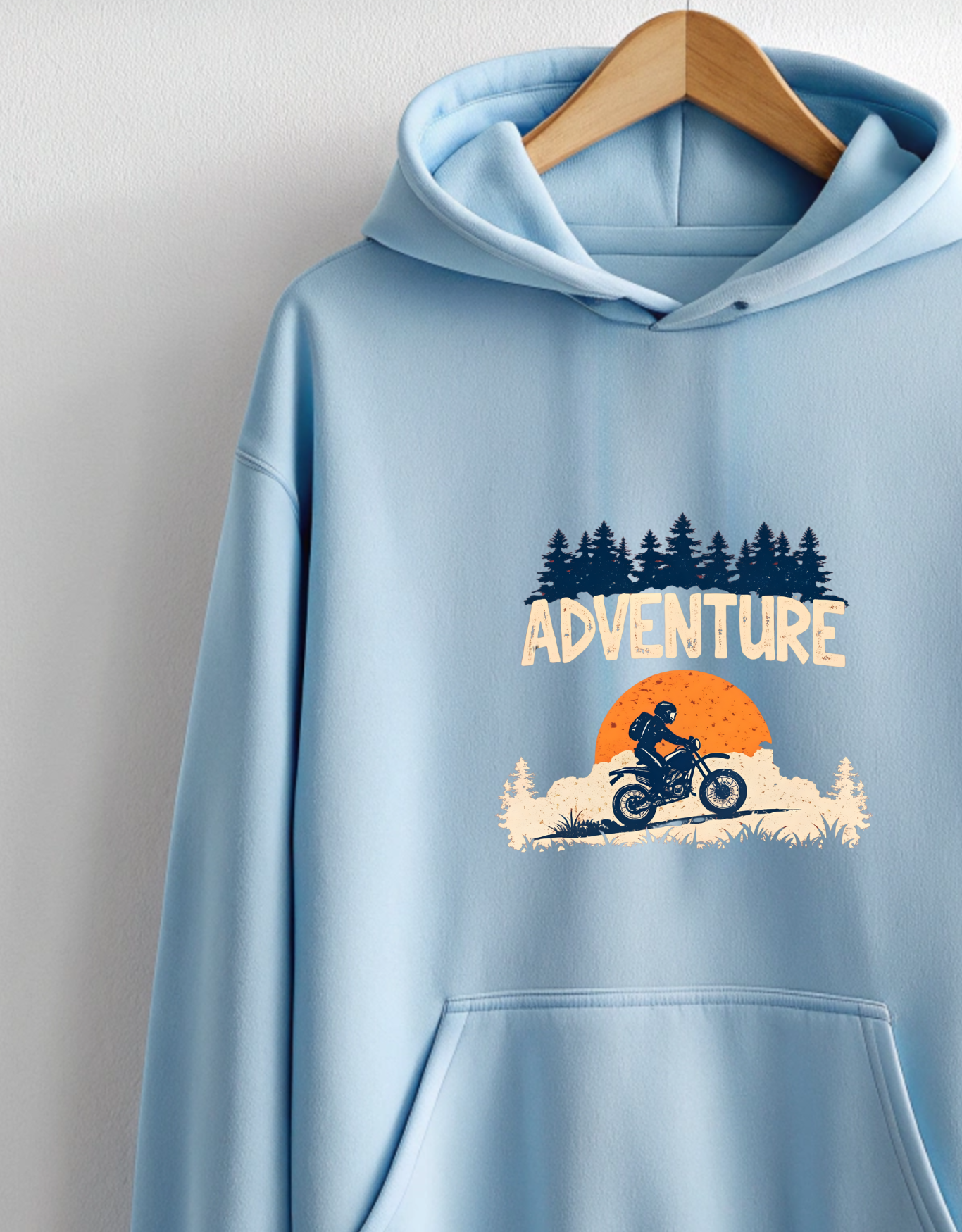 Adventure Baby Blue Hoodie for Men