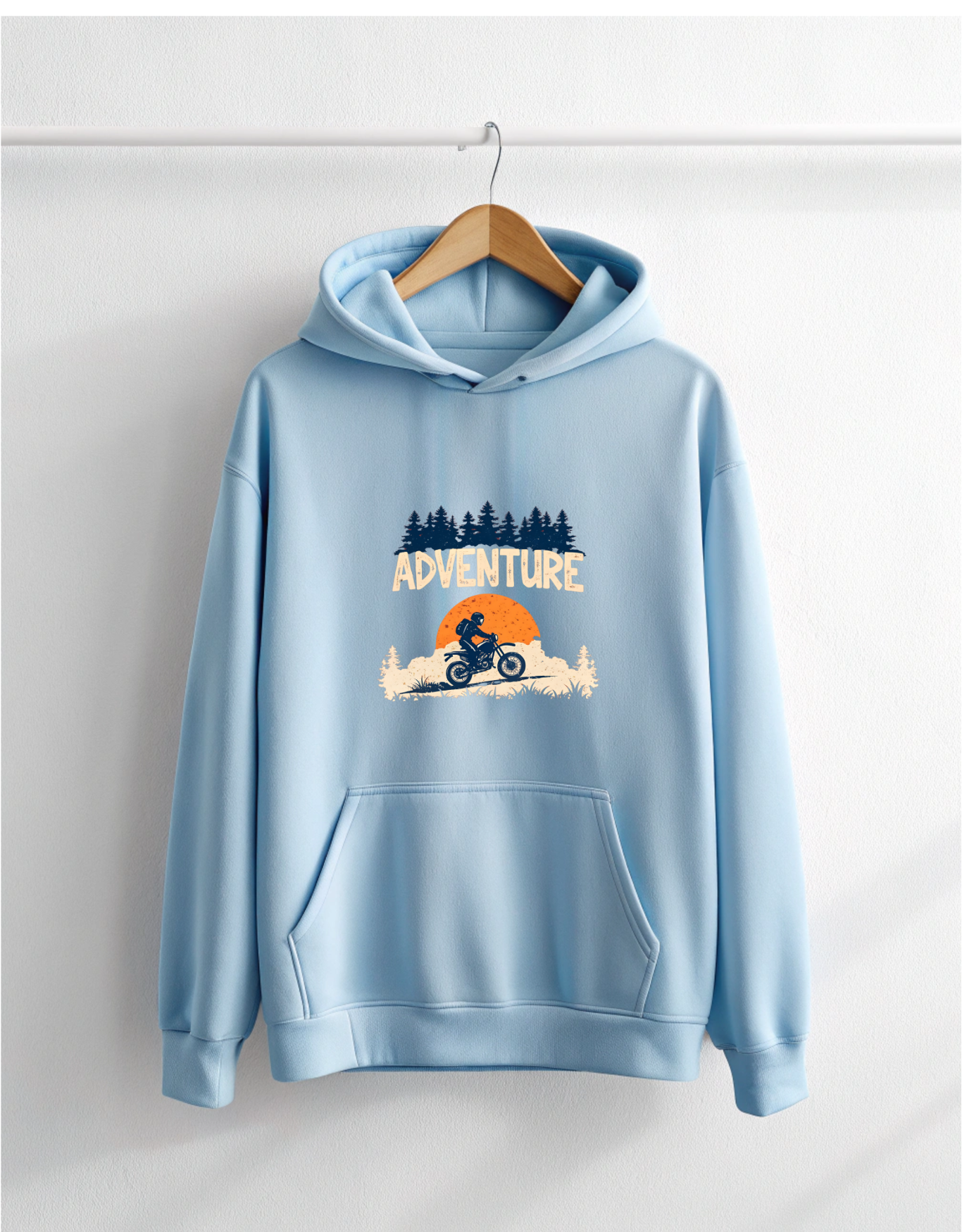 Adventure Baby Blue Hoodie for Men