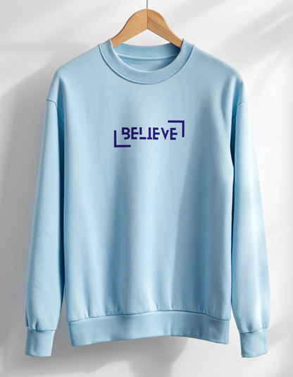 Buy Believe Baby Blue Sweatshirt for Men