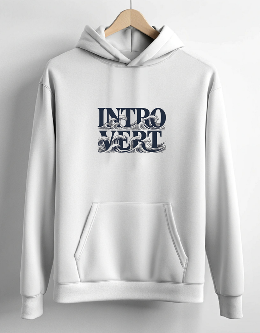 Introvert White Hoodie for Men