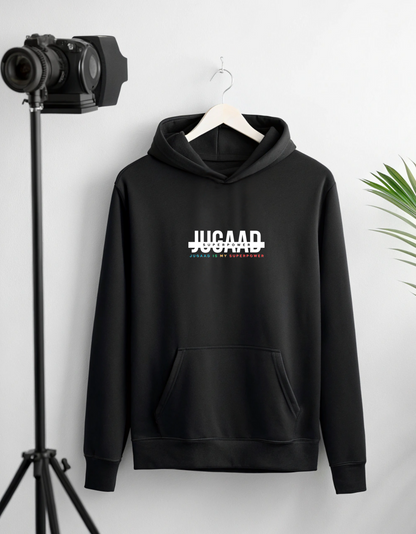 Buy Jugaad Superpower Black Hoodie for Men