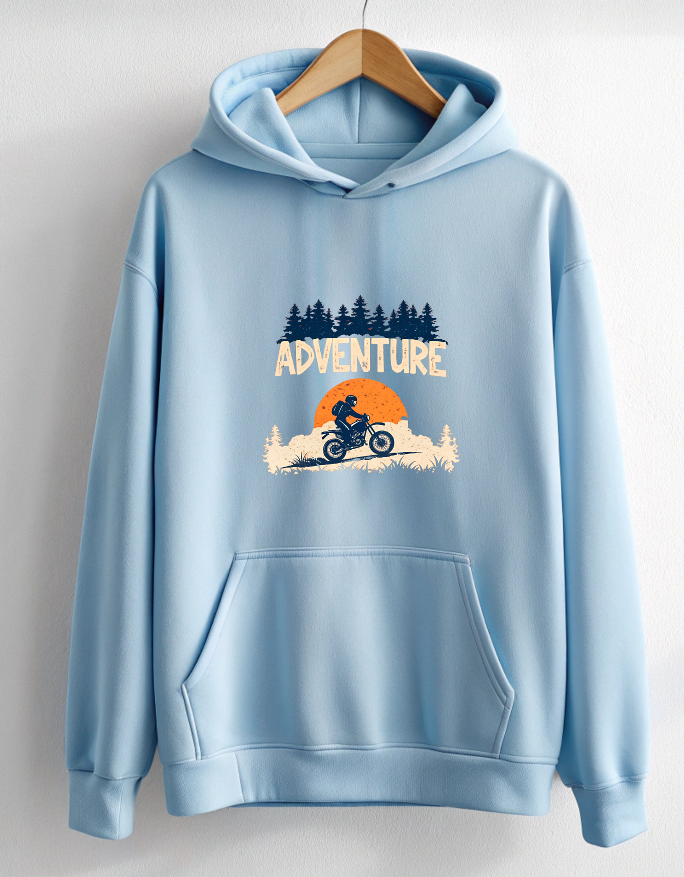Adventure Baby Blue Hoodie for Men