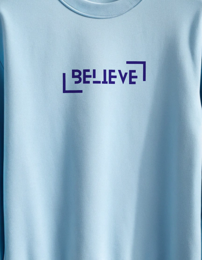 Buy Believe Baby Blue Sweatshirt for Men