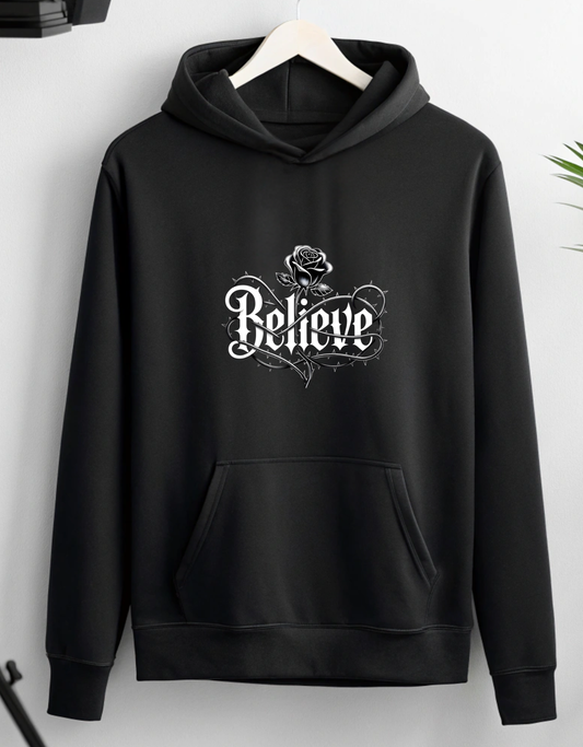 Buy Believe Black Hoodie for Men