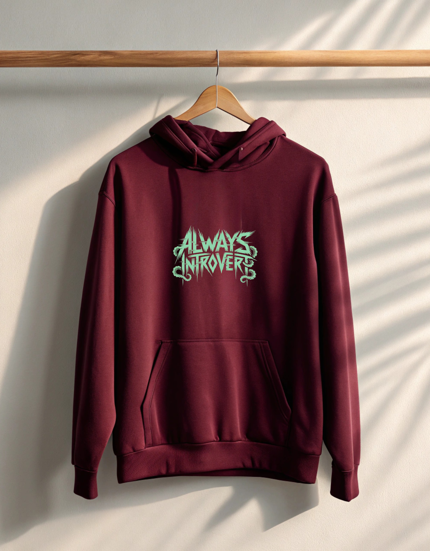 Buy INTROVERT Maroon Hoodie for Men