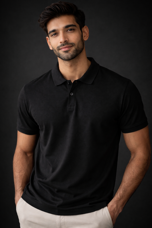 Men's Polo Black T-shirts at ₹599