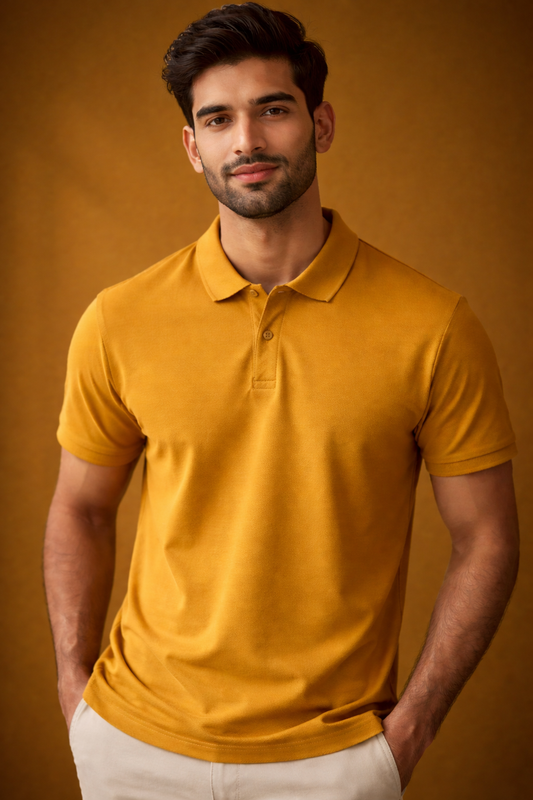 Men's Polo Mustard Yellow T-shirts at ₹599