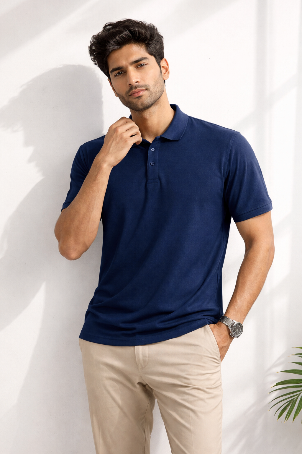 Men's Polo Navy Blue T-shirts at ₹599
