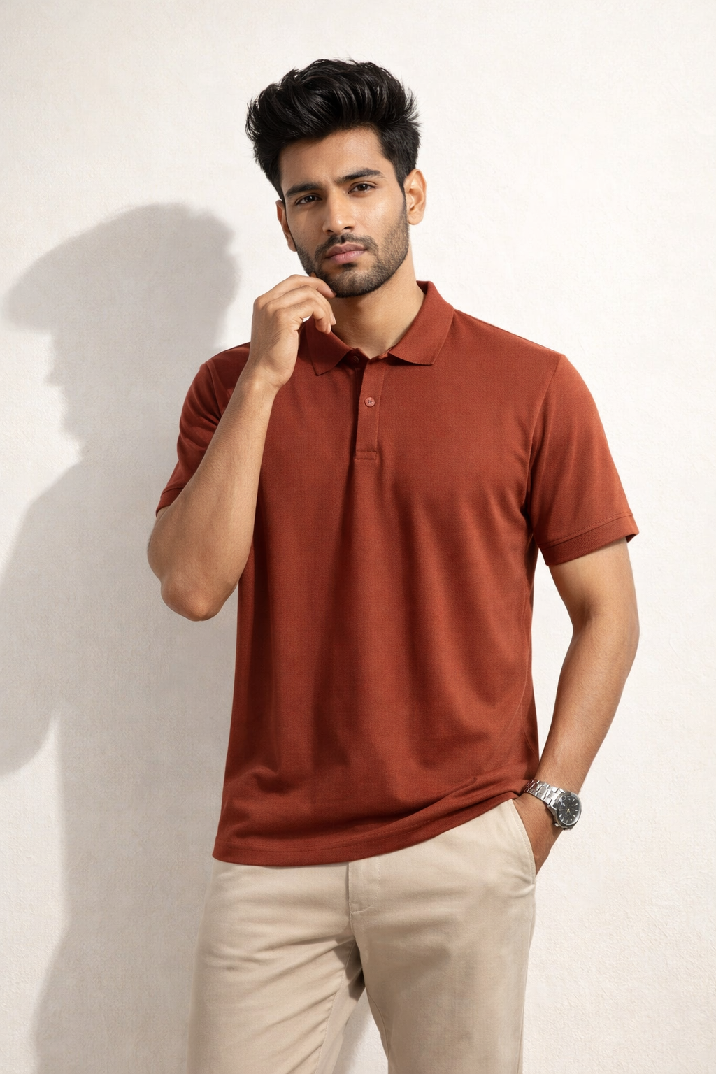 Men's Polo Brick Red T-shirts at ₹599