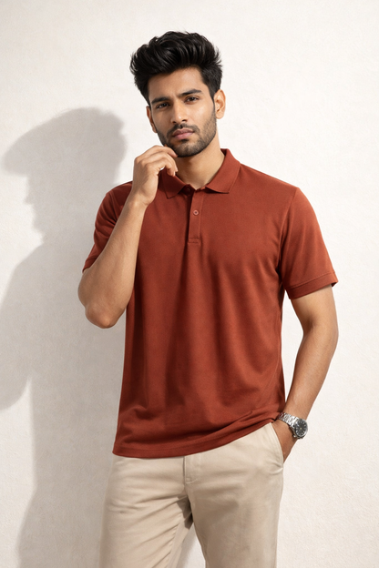 Men's Polo Brick Red T-shirts at ₹599