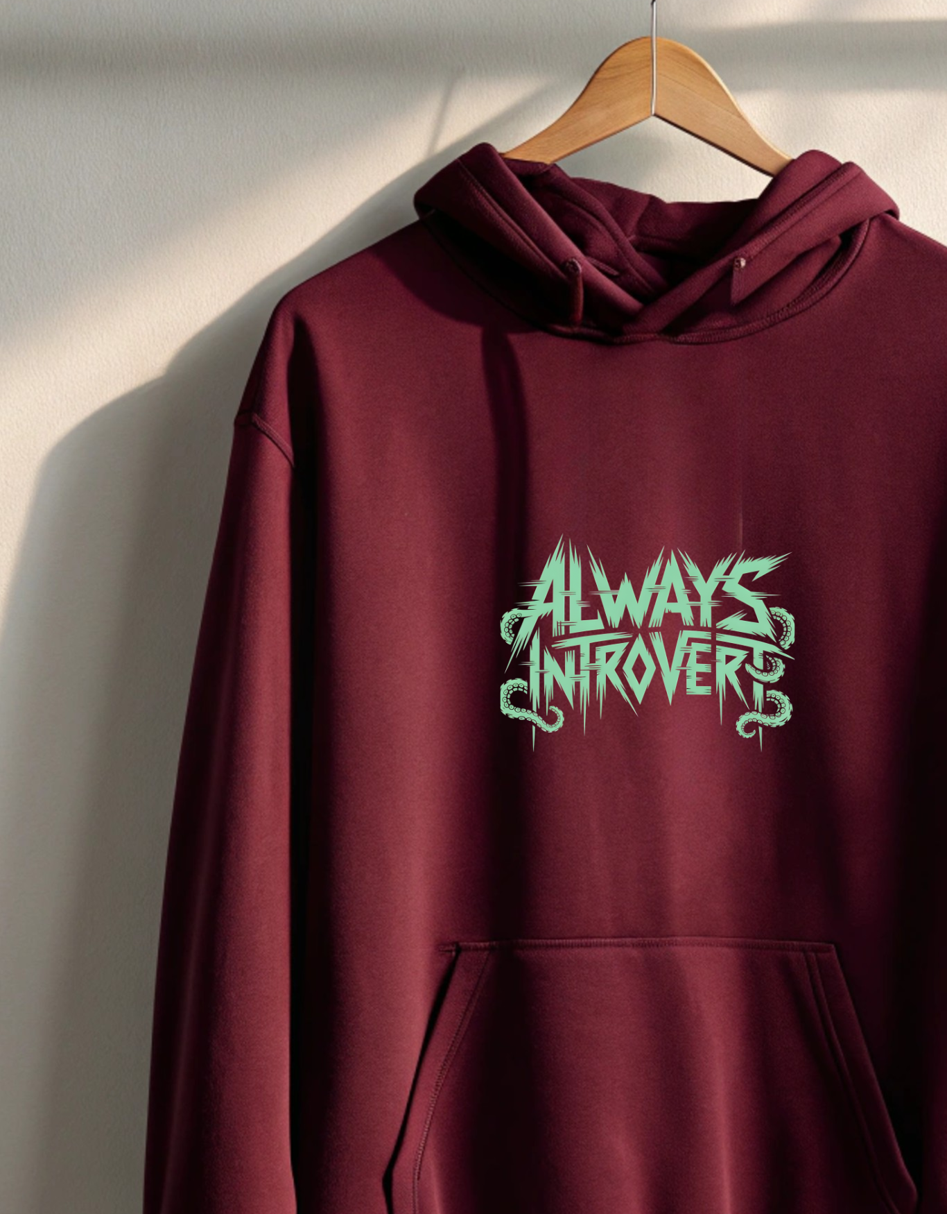 Buy INTROVERT Maroon Hoodie for Men
