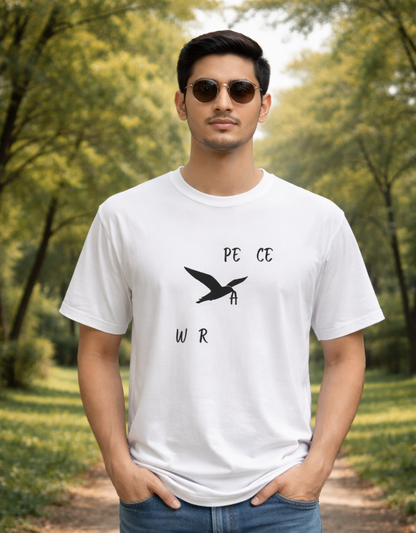 Peace Word Bird Classic Crew T-Shirt
